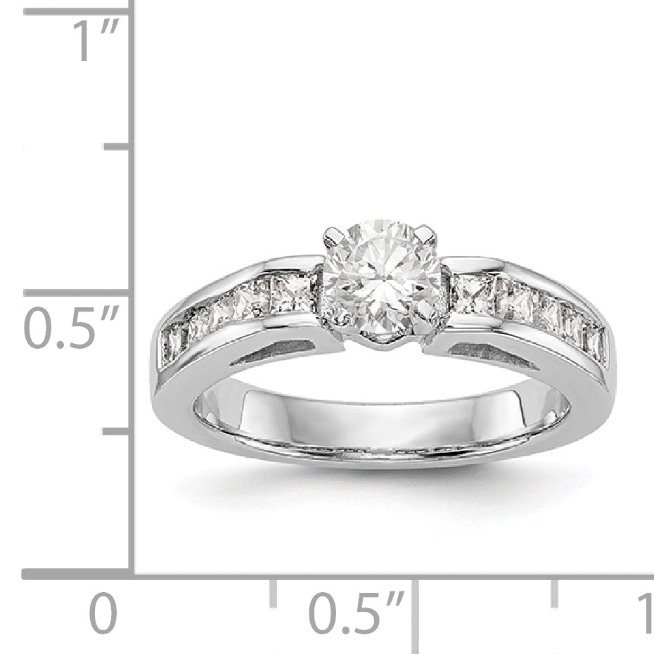 14K White Gold Diamond Peg Set Engagement Ring