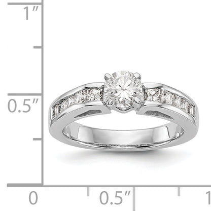 14K White Gold Diamond Peg Set Engagement Ring