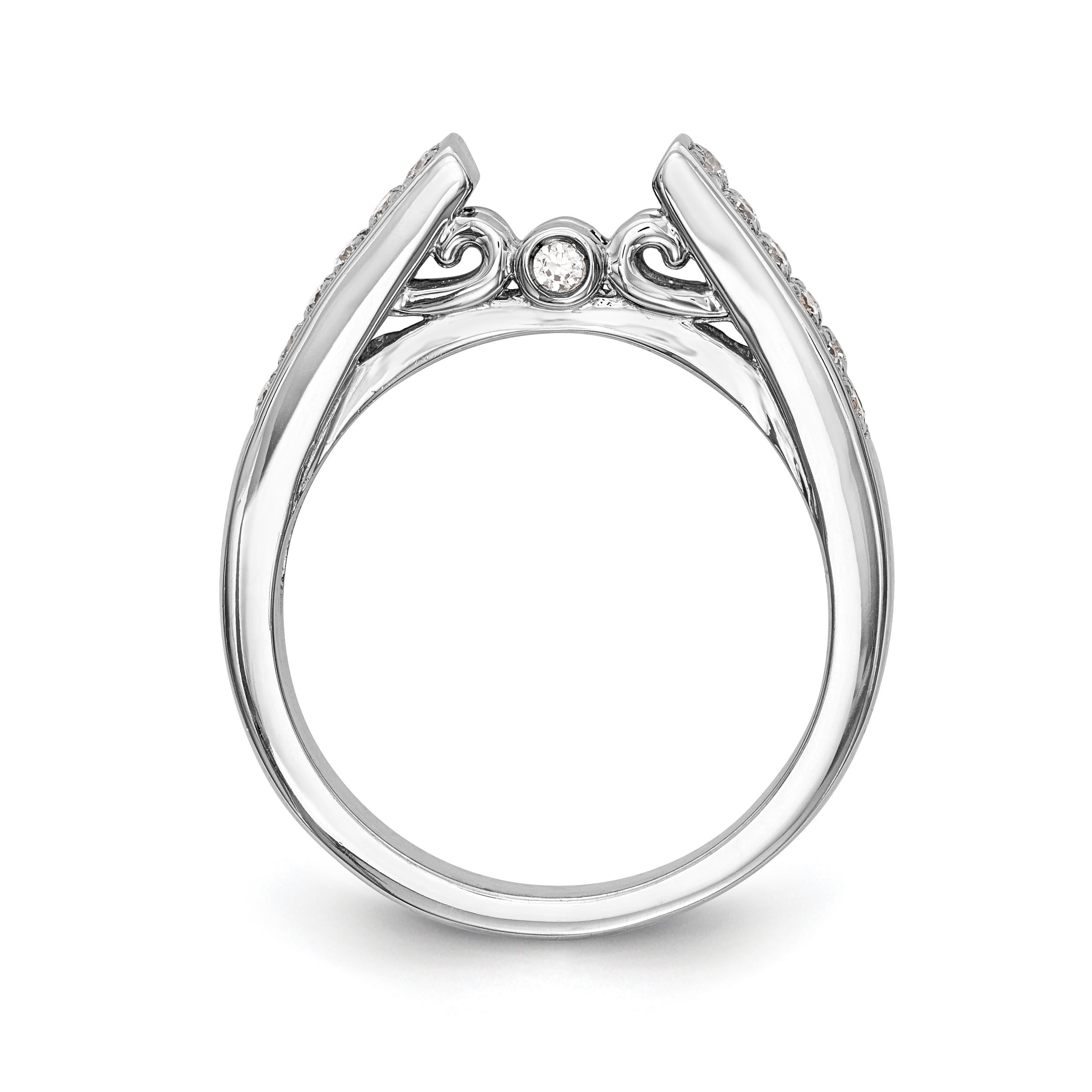 14K White Gold Diamond Peg Set Engagement Ring