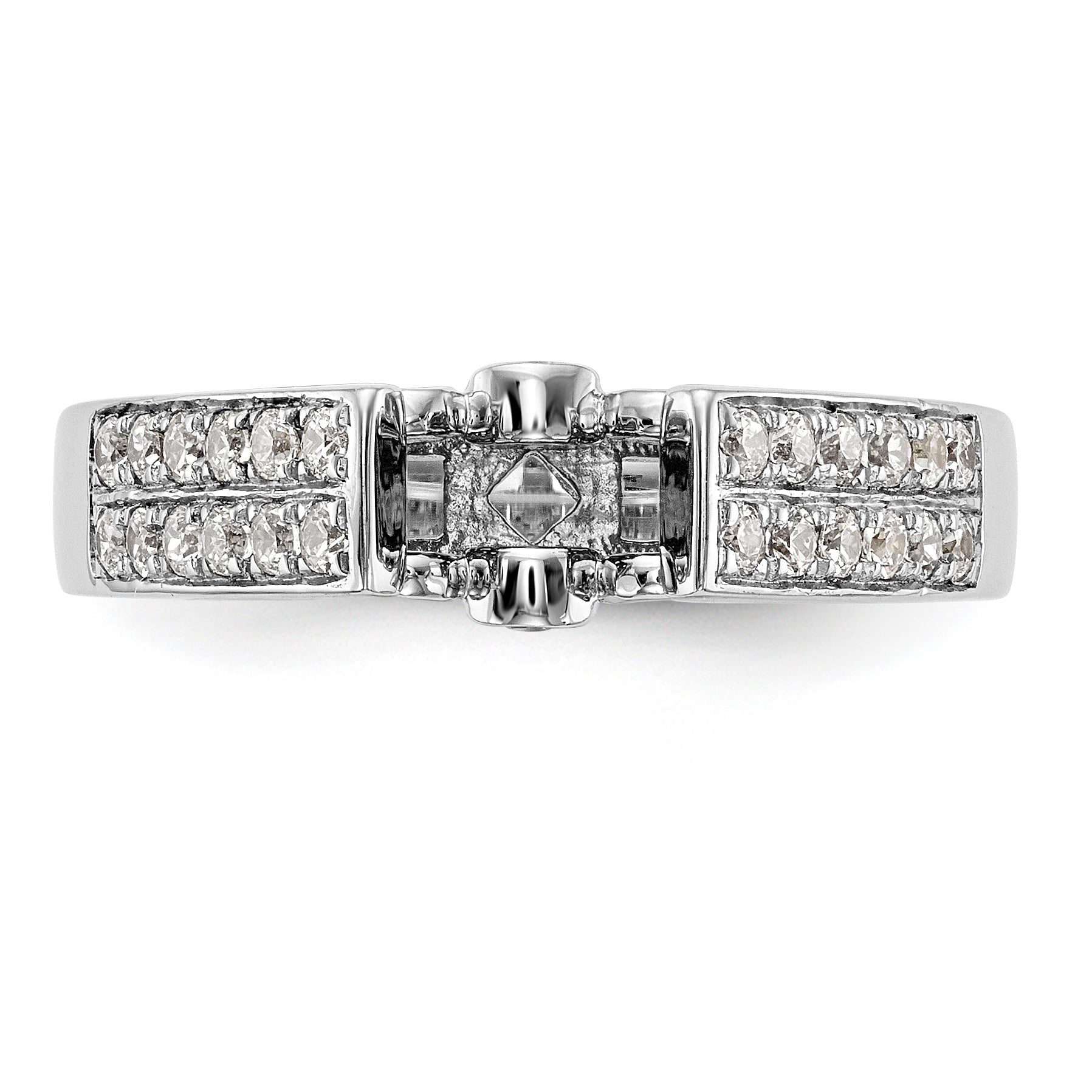 14K White Gold Diamond Peg Set Engagement Ring