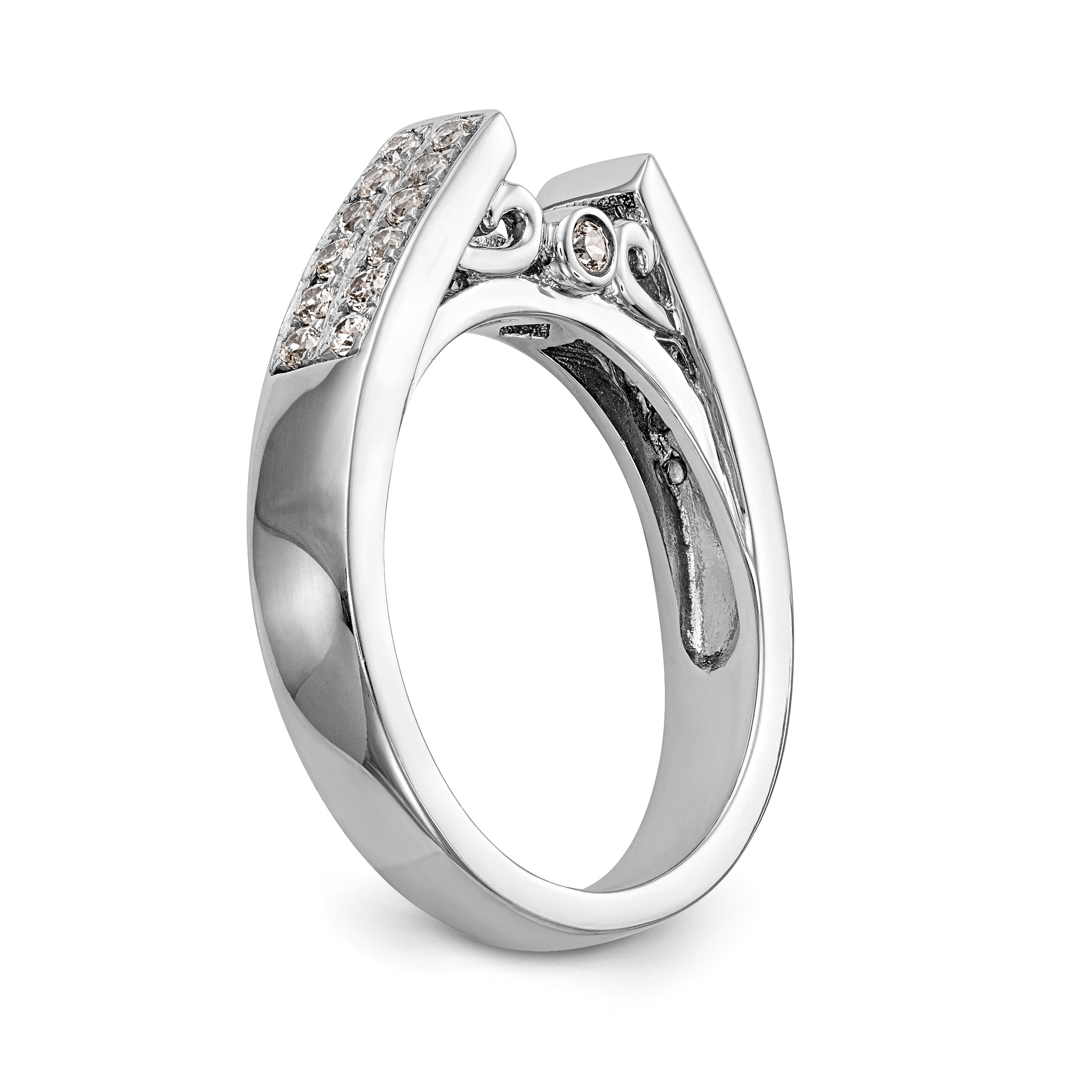 14K White Gold Diamond Peg Set Engagement Ring
