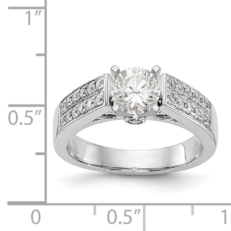 14K White Gold Diamond Peg Set Engagement Ring