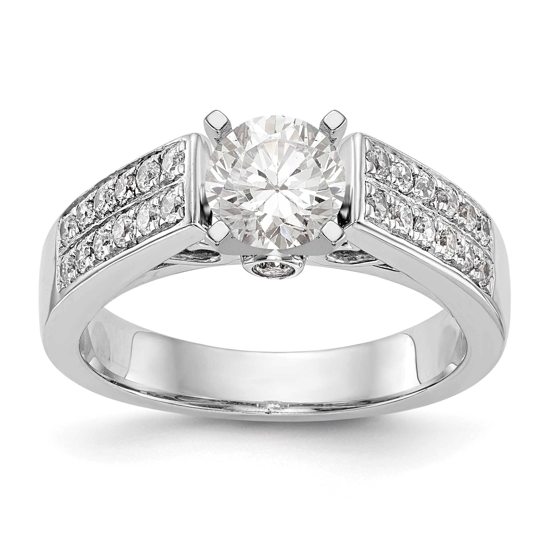 14K White Gold Diamond Peg Set Engagement Ring