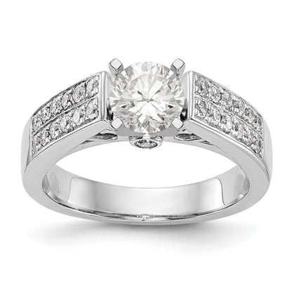 14K White Gold Diamond Peg Set Engagement Ring