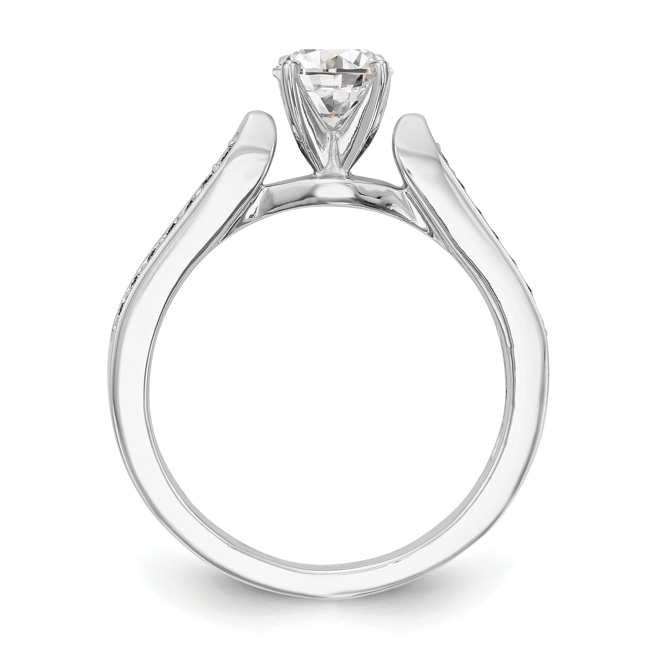 14K White Gold Diamond Peg Set Engagement Ring