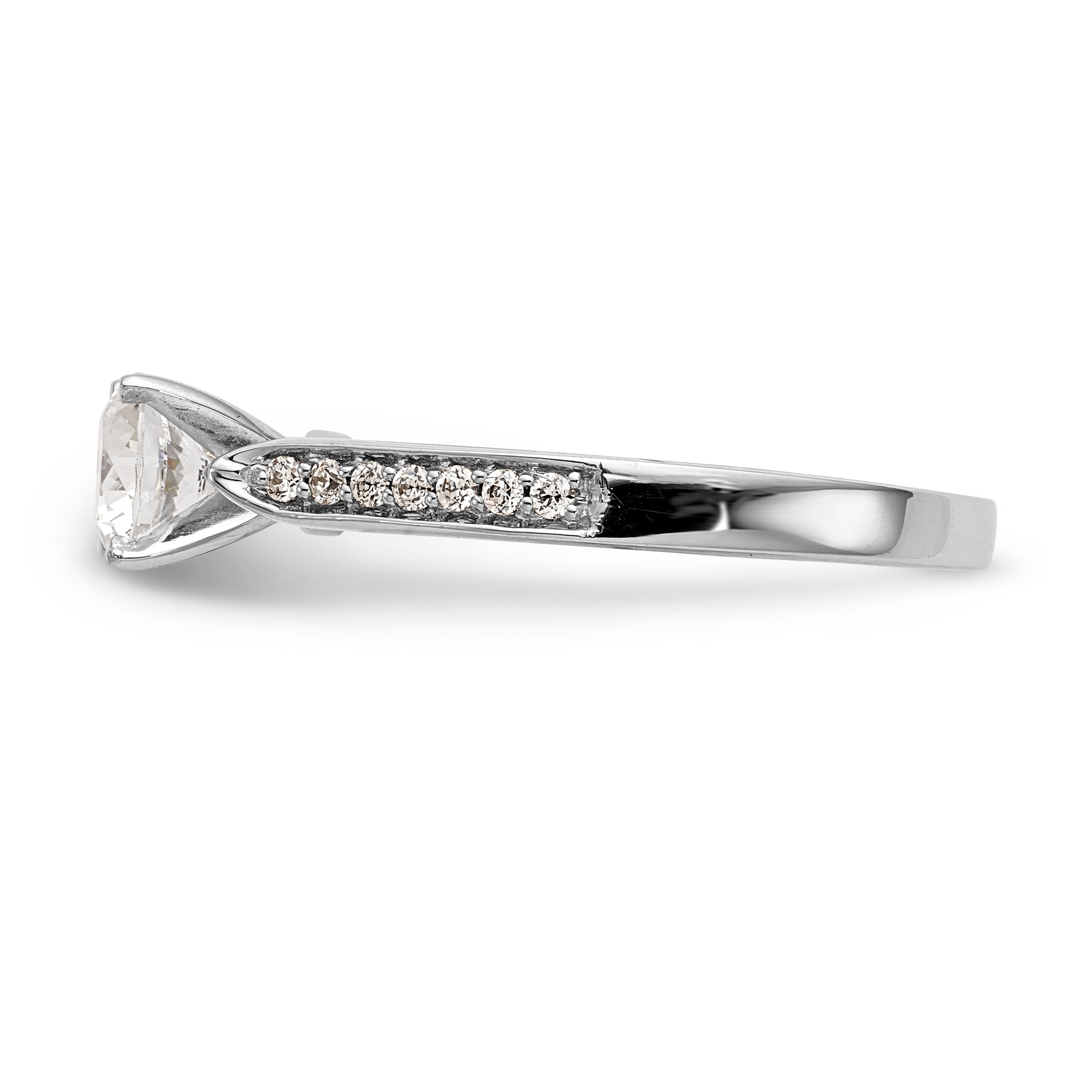 14K White Gold Diamond Peg Set Engagement Ring