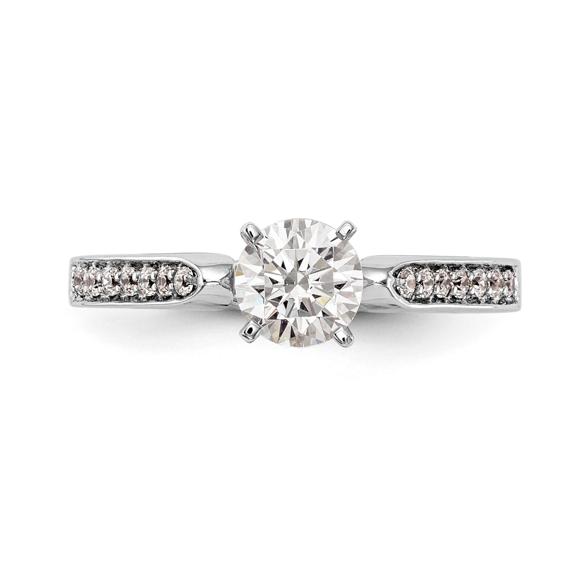 14K White Gold Diamond Peg Set Engagement Ring