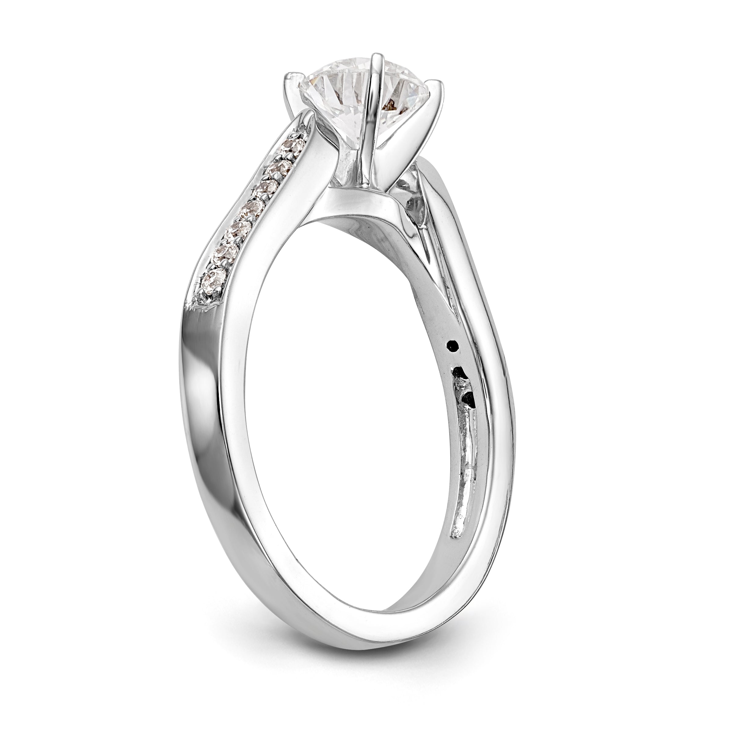 14K White Gold Diamond Peg Set Engagement Ring