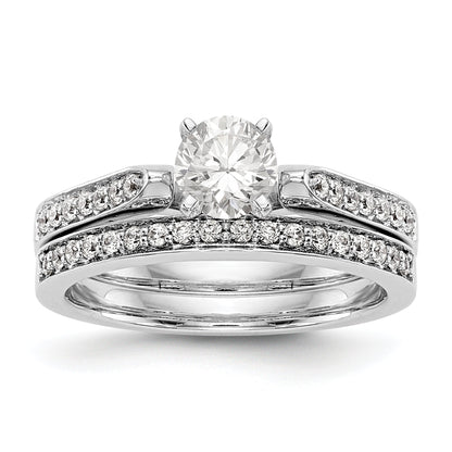 14K White Gold Diamond Peg Set Engagement Ring