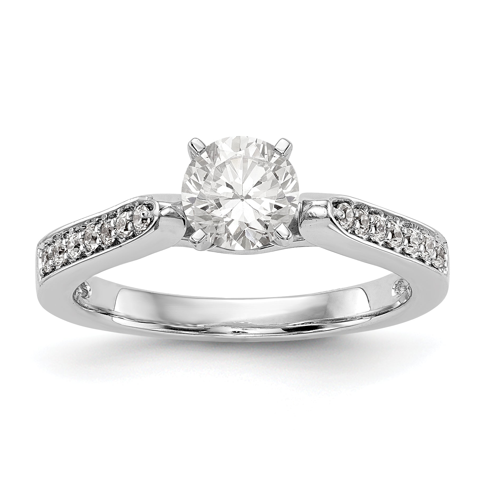 14K White Gold Diamond Peg Set Engagement Ring