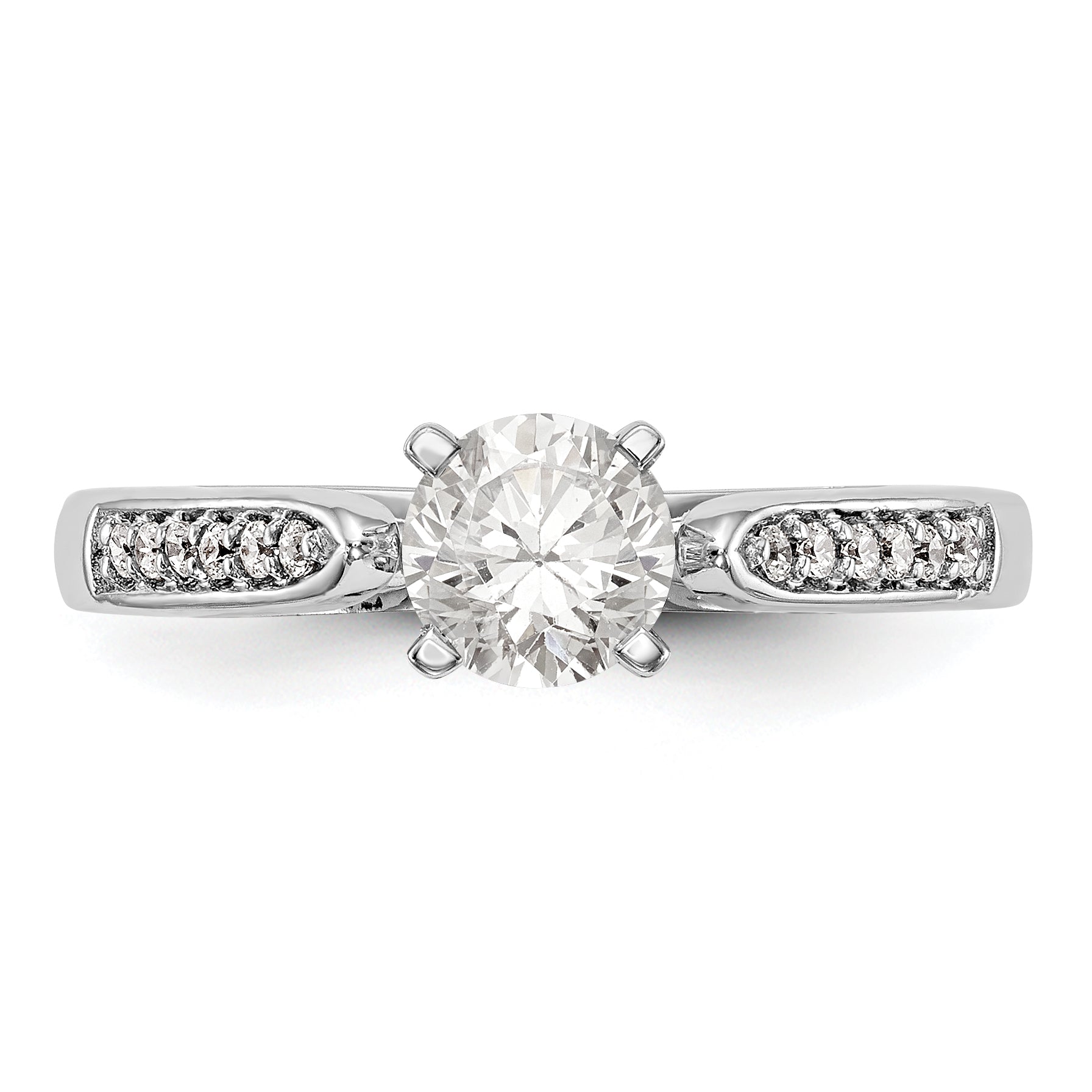 14K White Gold Diamond Peg Set Engagement Ring