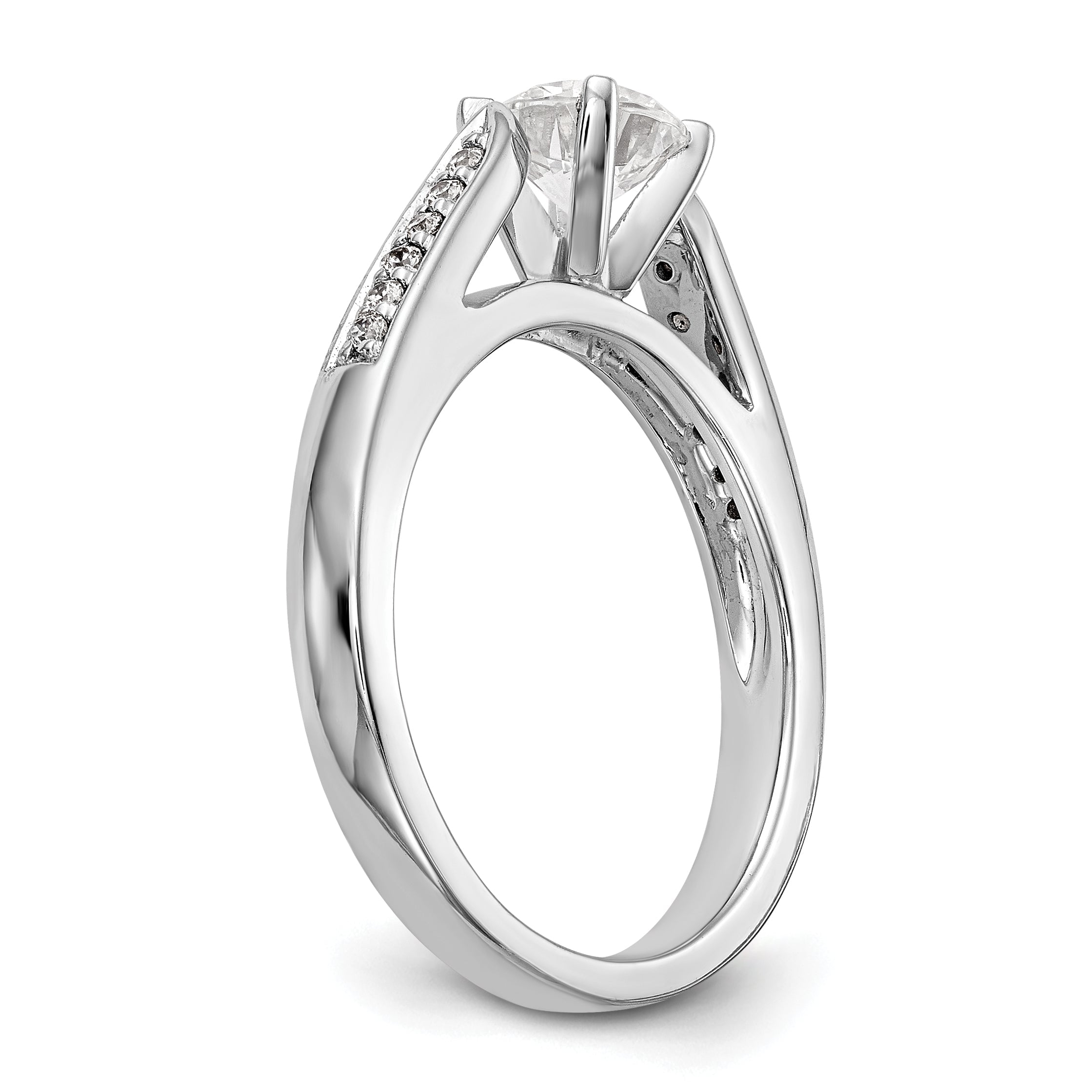 14K White Gold Diamond Peg Set Engagement Ring