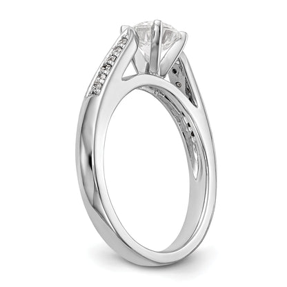 14K White Gold Diamond Peg Set Engagement Ring