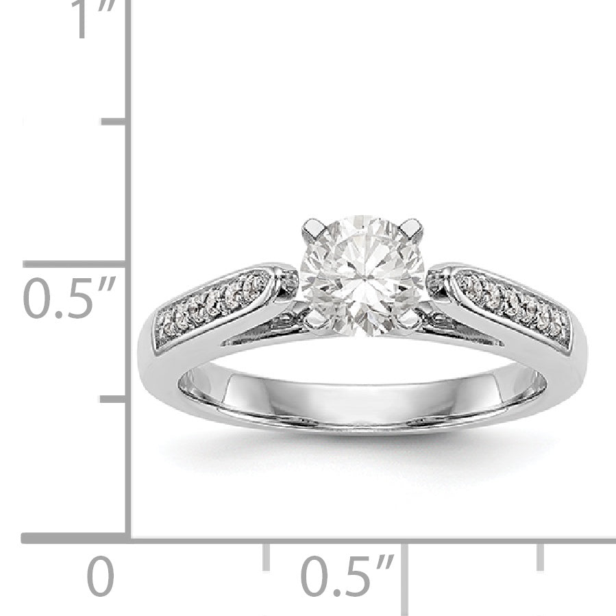 14K White Gold Diamond Peg Set Engagement Ring