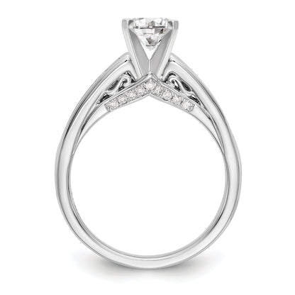 14K White Gold Diamond Peg Set Engagement Ring