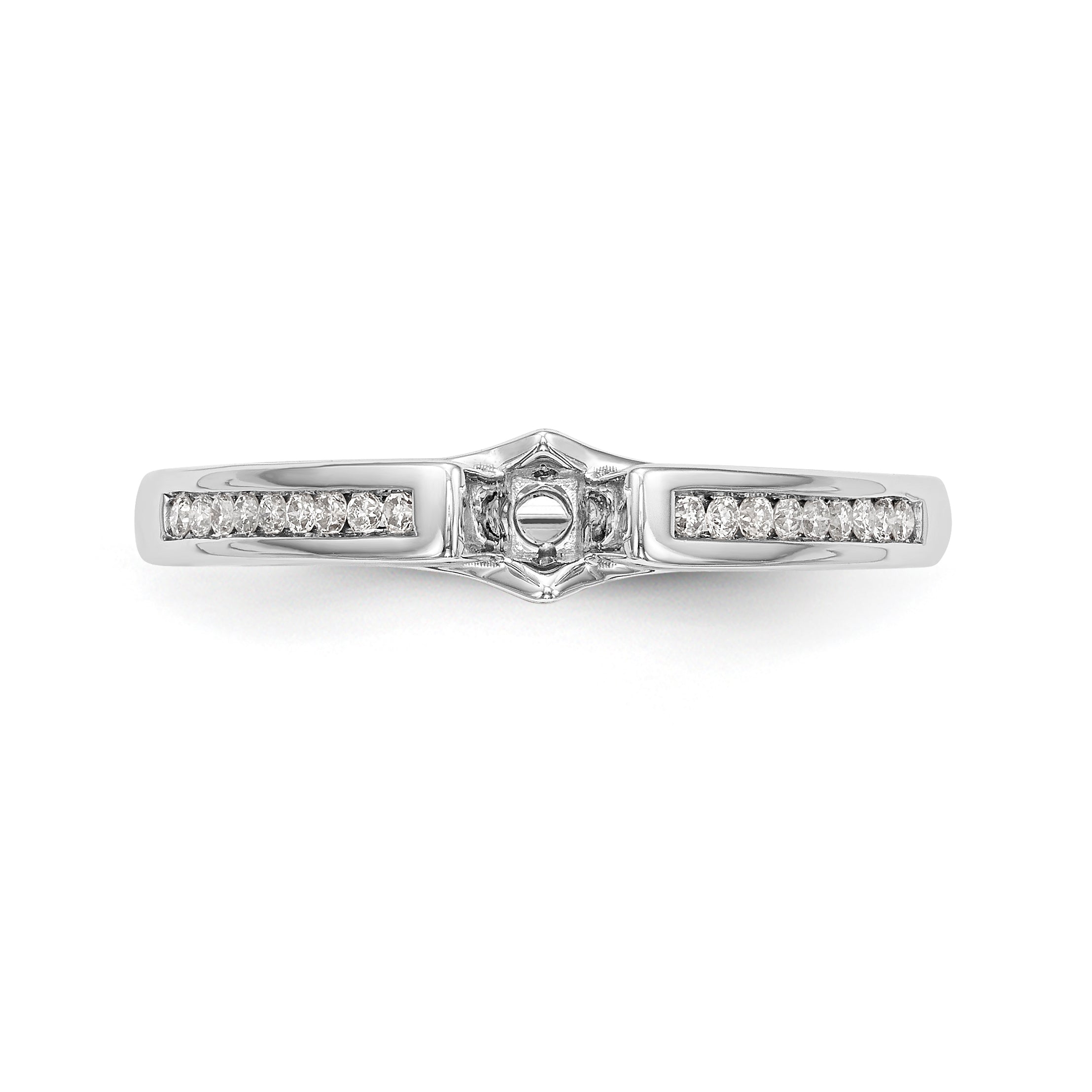14K White Gold Diamond Peg Set Engagement Ring