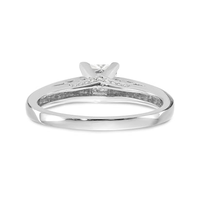 14K White Gold Diamond Peg Set Engagement Ring
