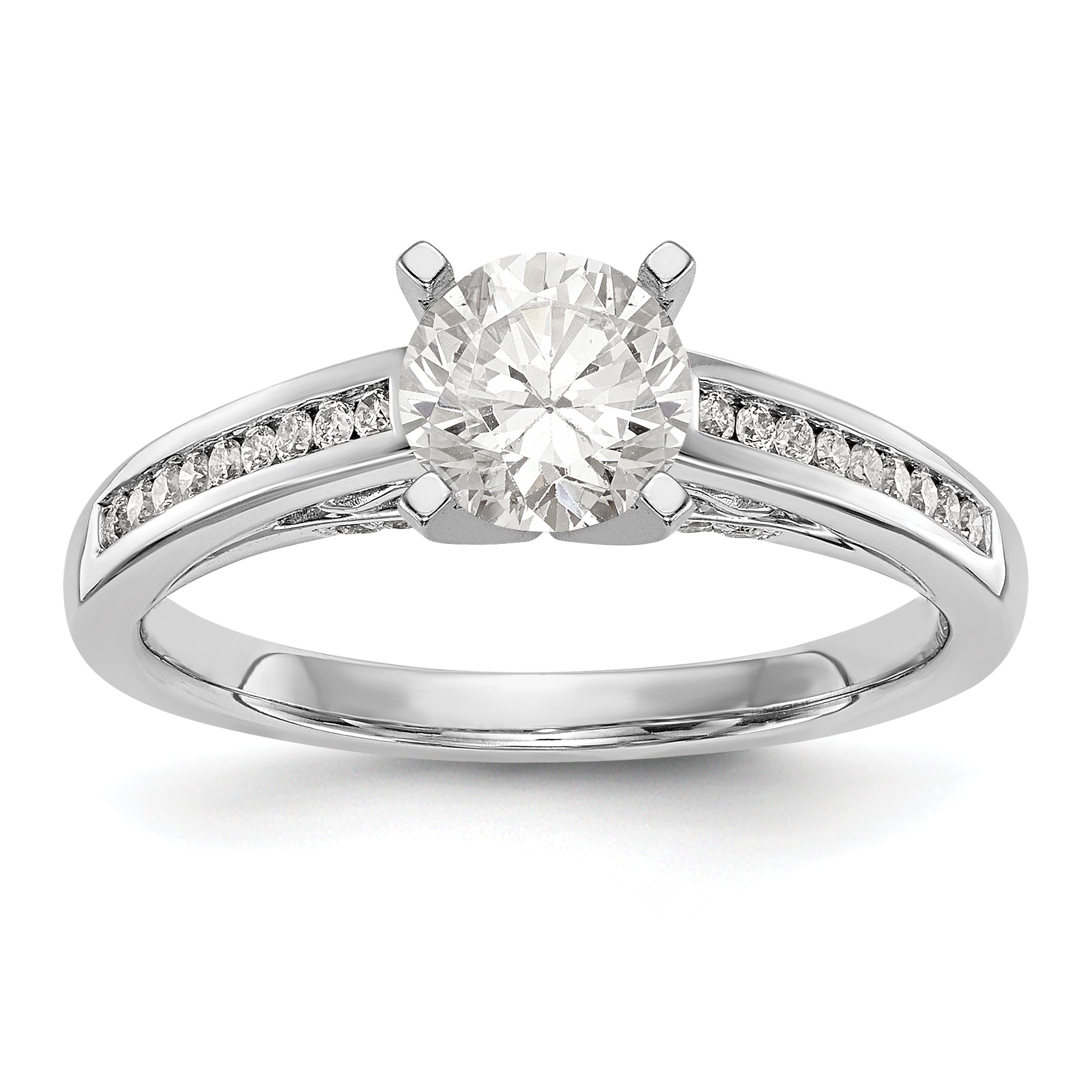 14K White Gold Diamond Peg Set Engagement Ring