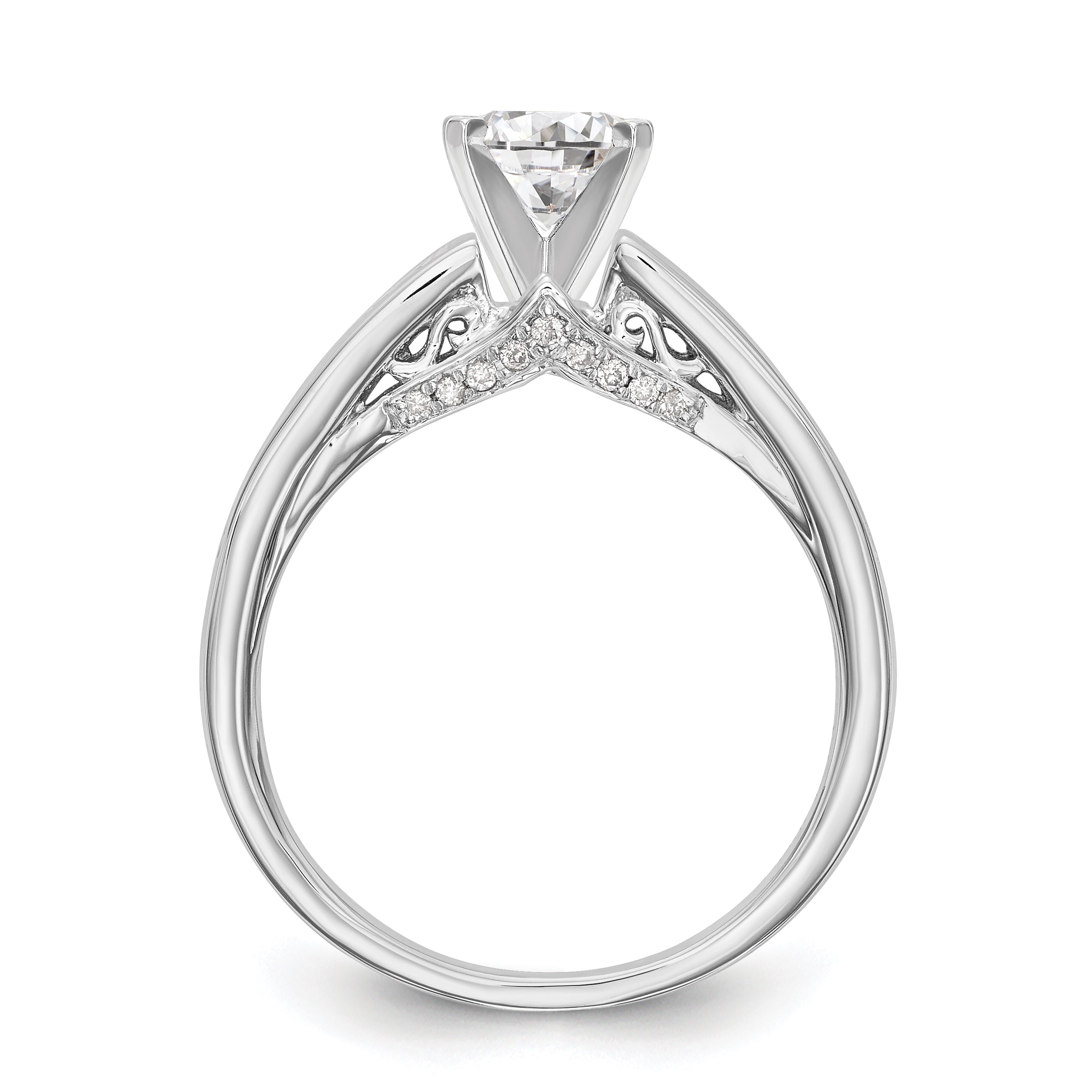 14K White Gold Diamond Peg Set Engagement Ring