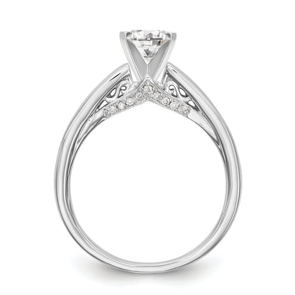 14K White Gold Diamond Peg Set Engagement Ring