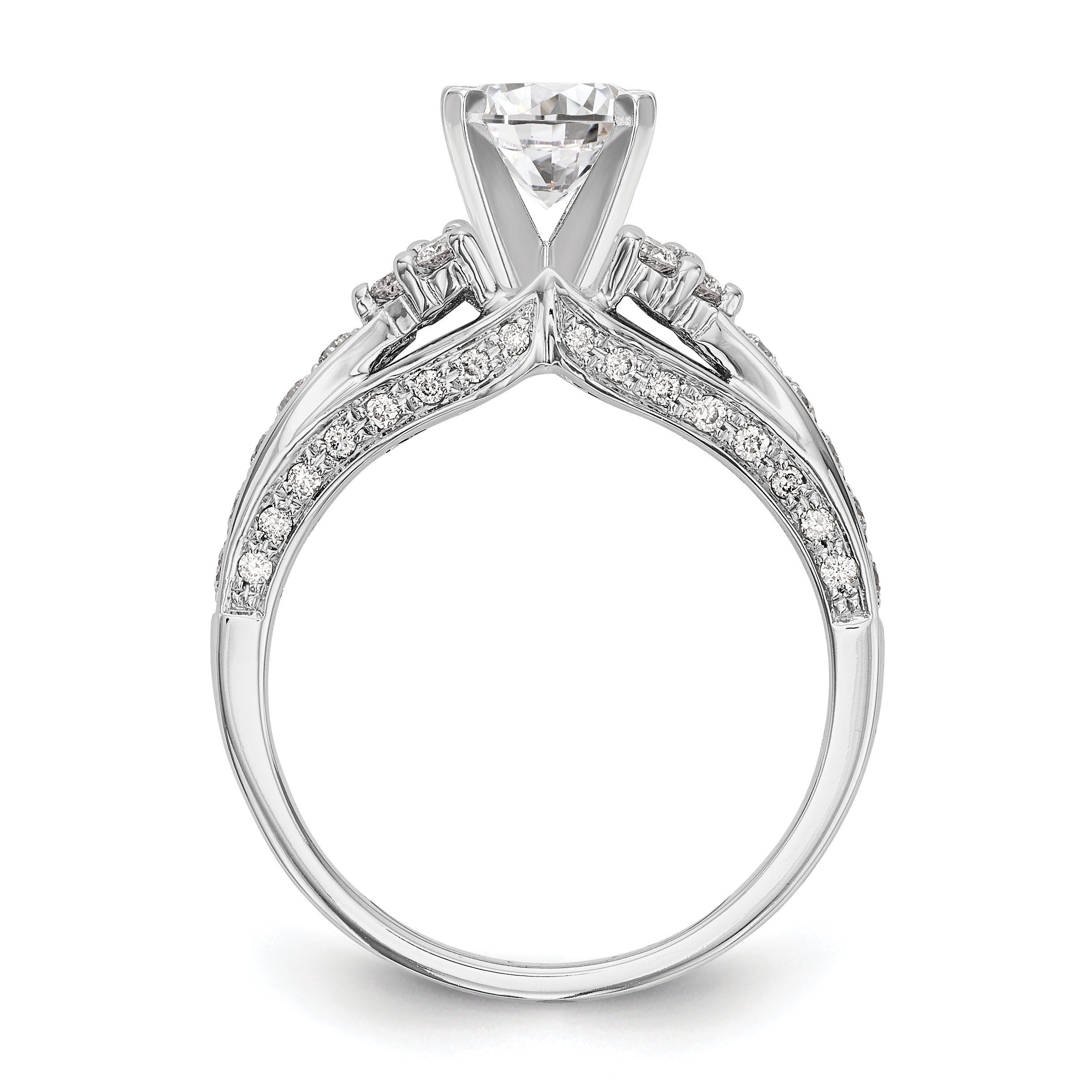 14K White Gold Diamond Peg Set Engagement Ring