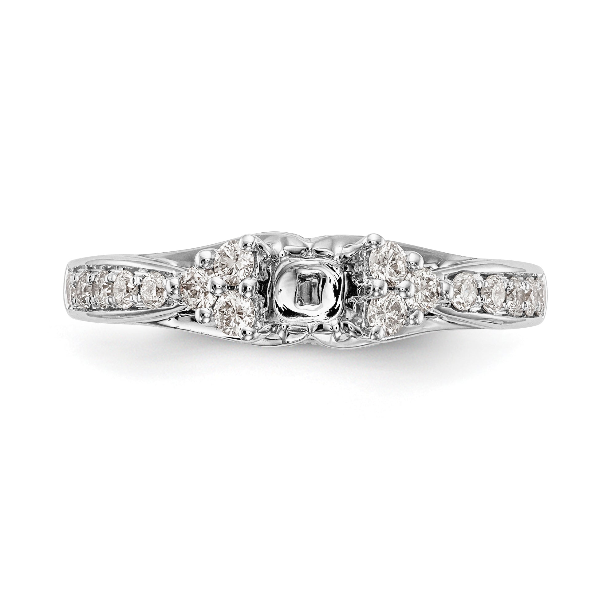 14K White Gold Diamond Peg Set Engagement Ring