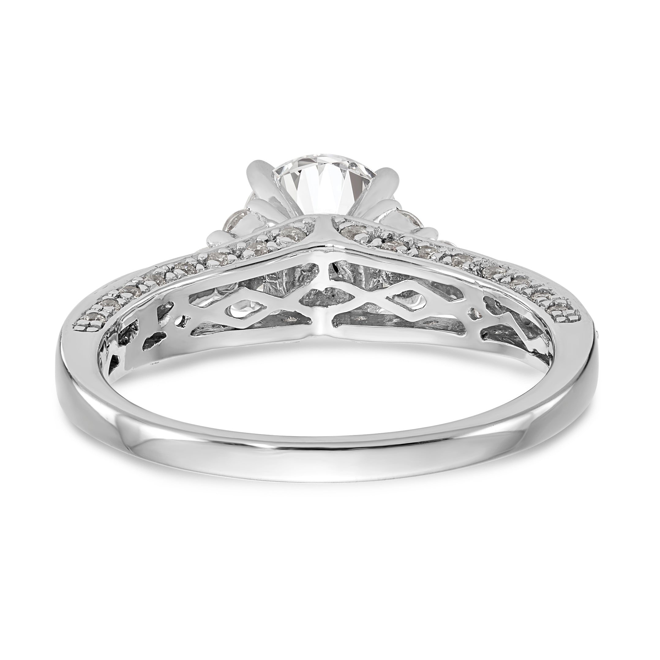 14K White Gold Diamond Peg Set Engagement Ring