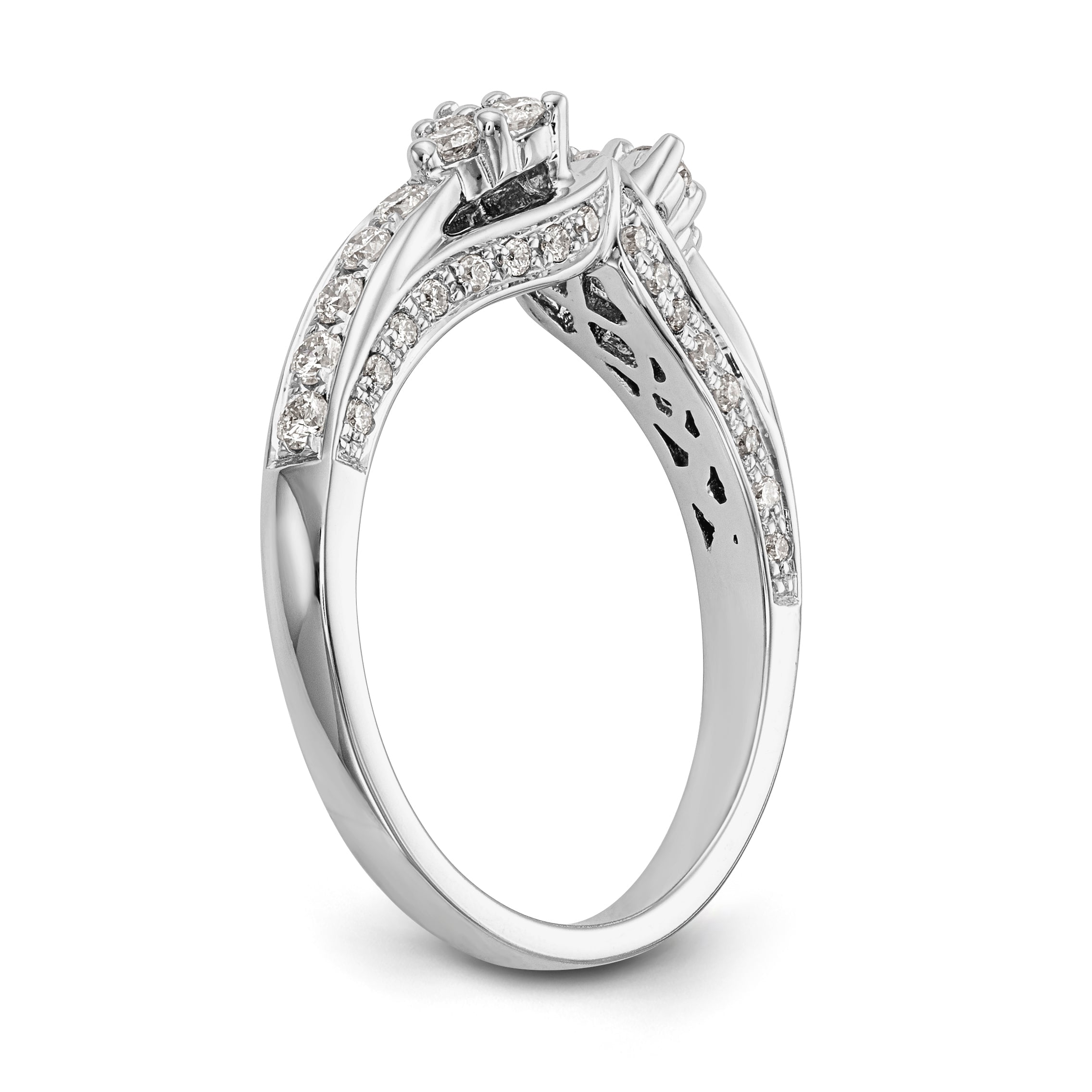 14K White Gold Diamond Peg Set Engagement Ring