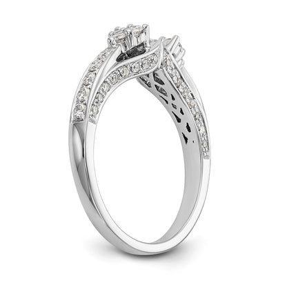 14K White Gold Diamond Peg Set Engagement Ring
