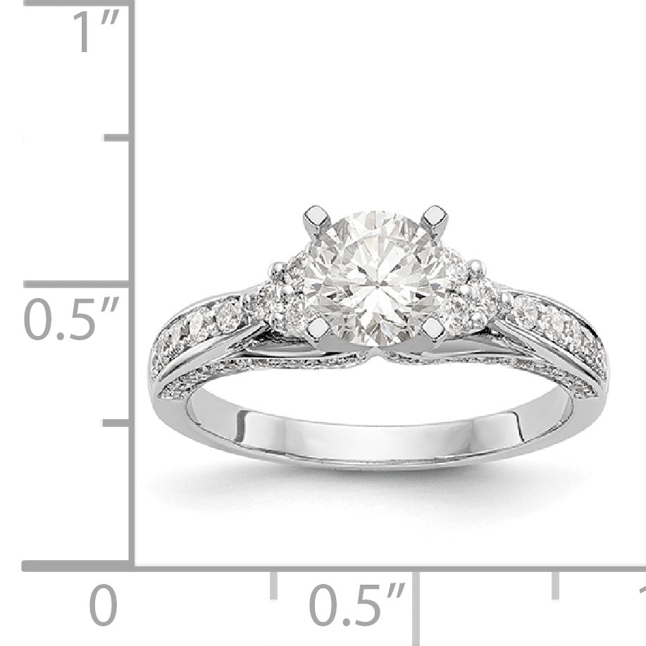 14K White Gold Diamond Peg Set Engagement Ring