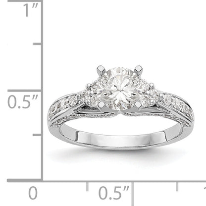 14K White Gold Diamond Peg Set Engagement Ring