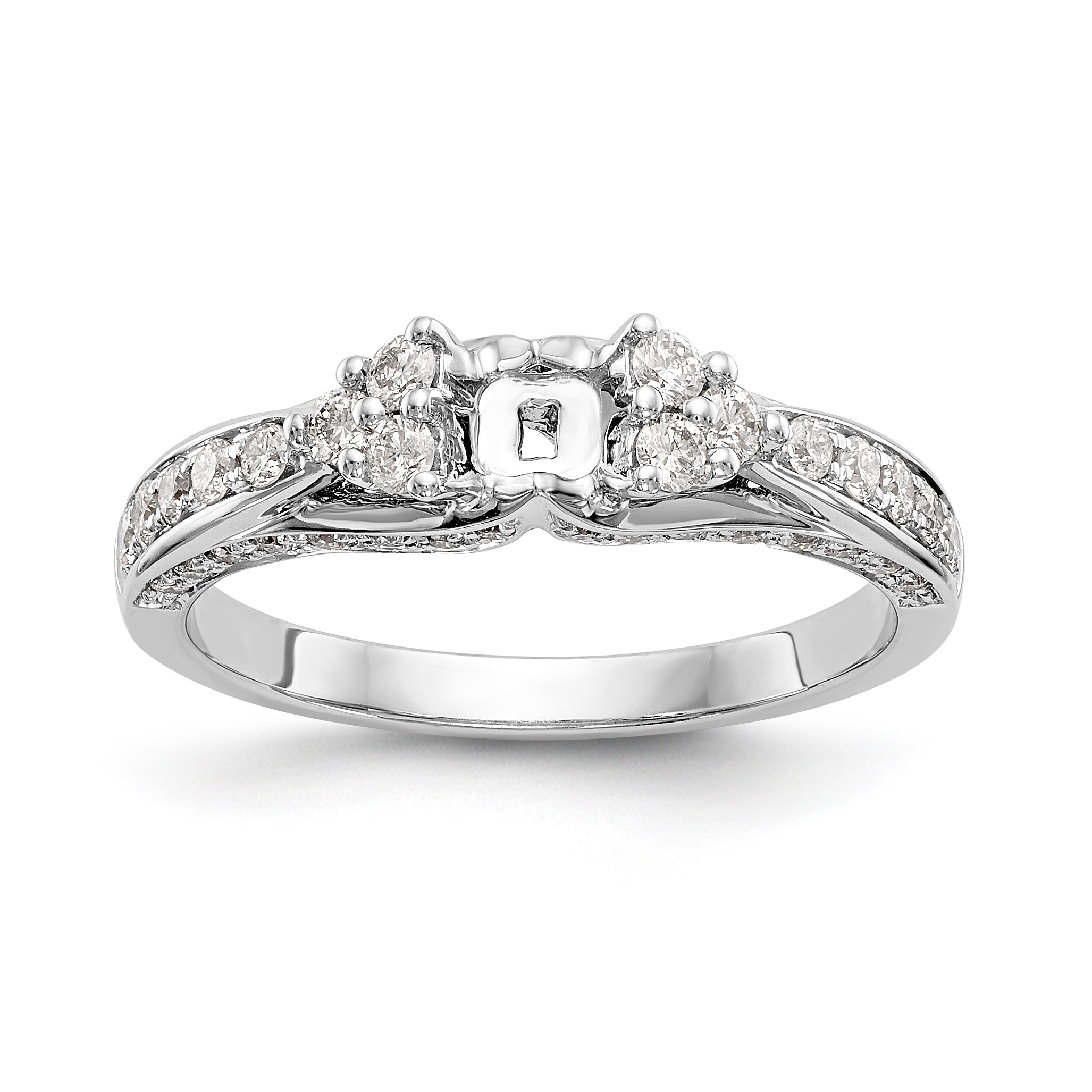 14K White Gold Diamond Peg Set Engagement Ring
