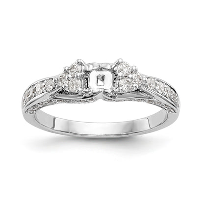 14K White Gold Diamond Peg Set Engagement Ring