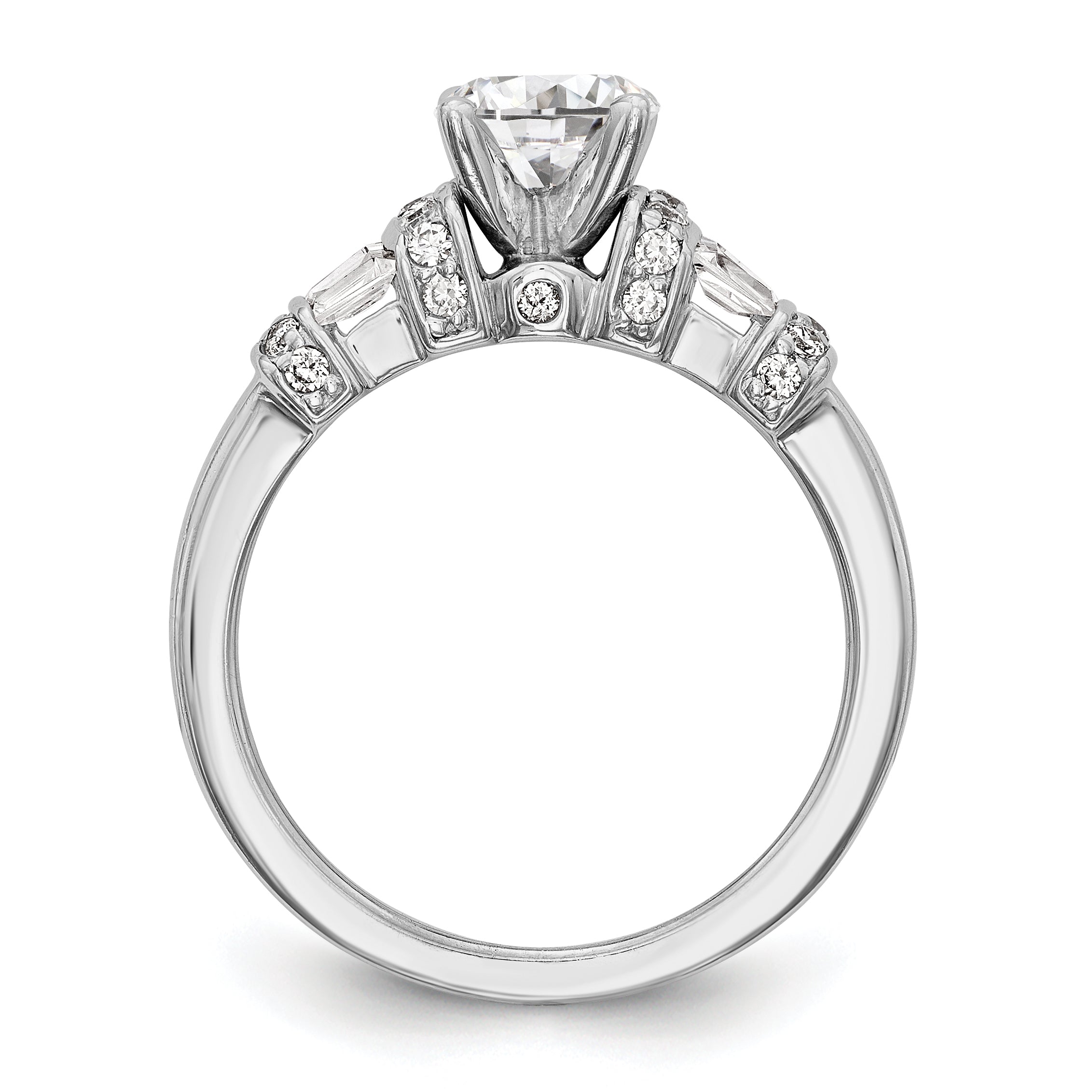 14K White Gold Diamond Peg Set Engagement Ring