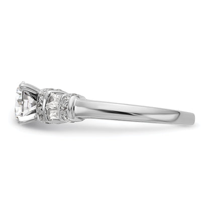 14K White Gold Diamond Peg Set Engagement Ring