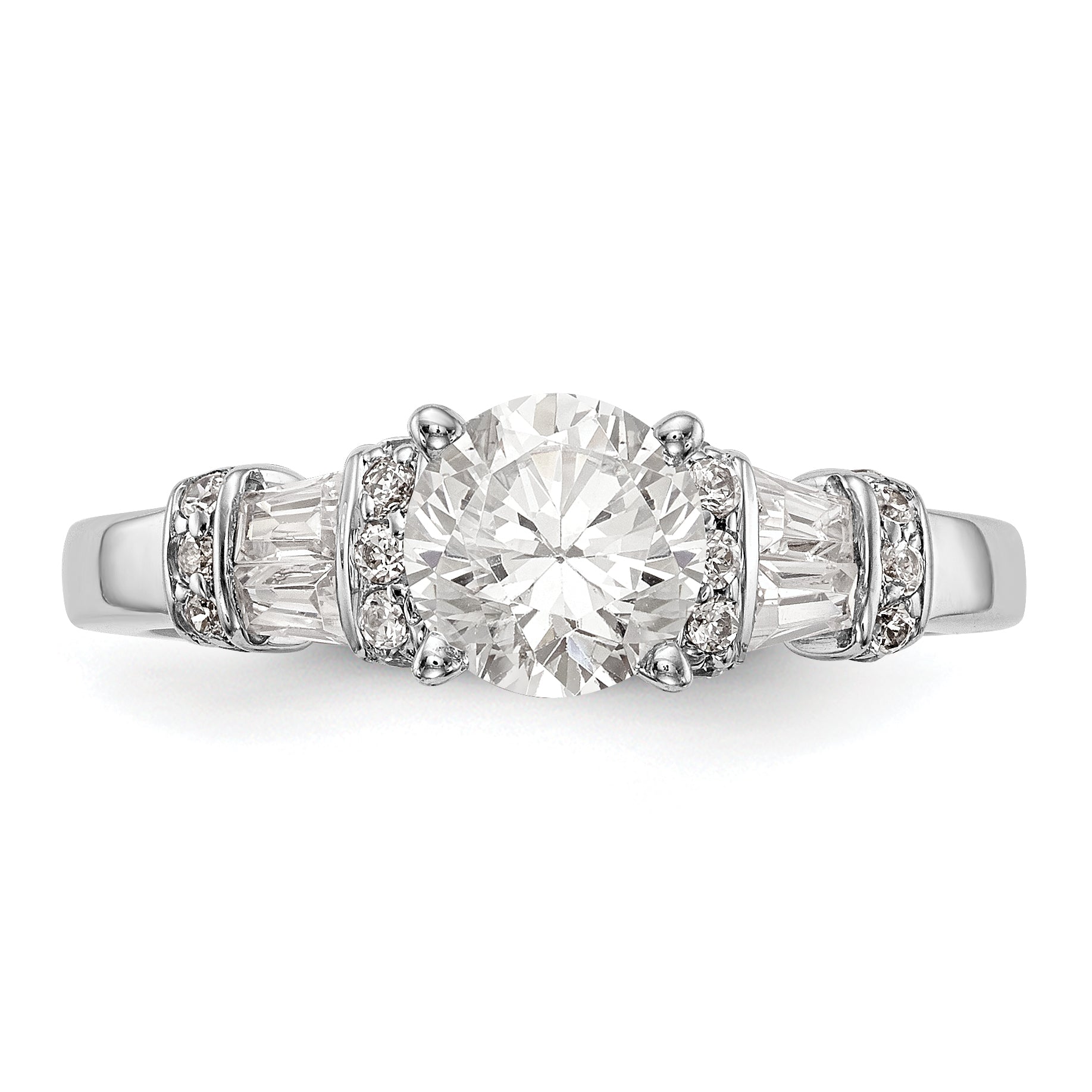 14K White Gold Diamond Peg Set Engagement Ring