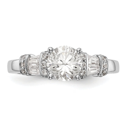 14K White Gold Diamond Peg Set Engagement Ring