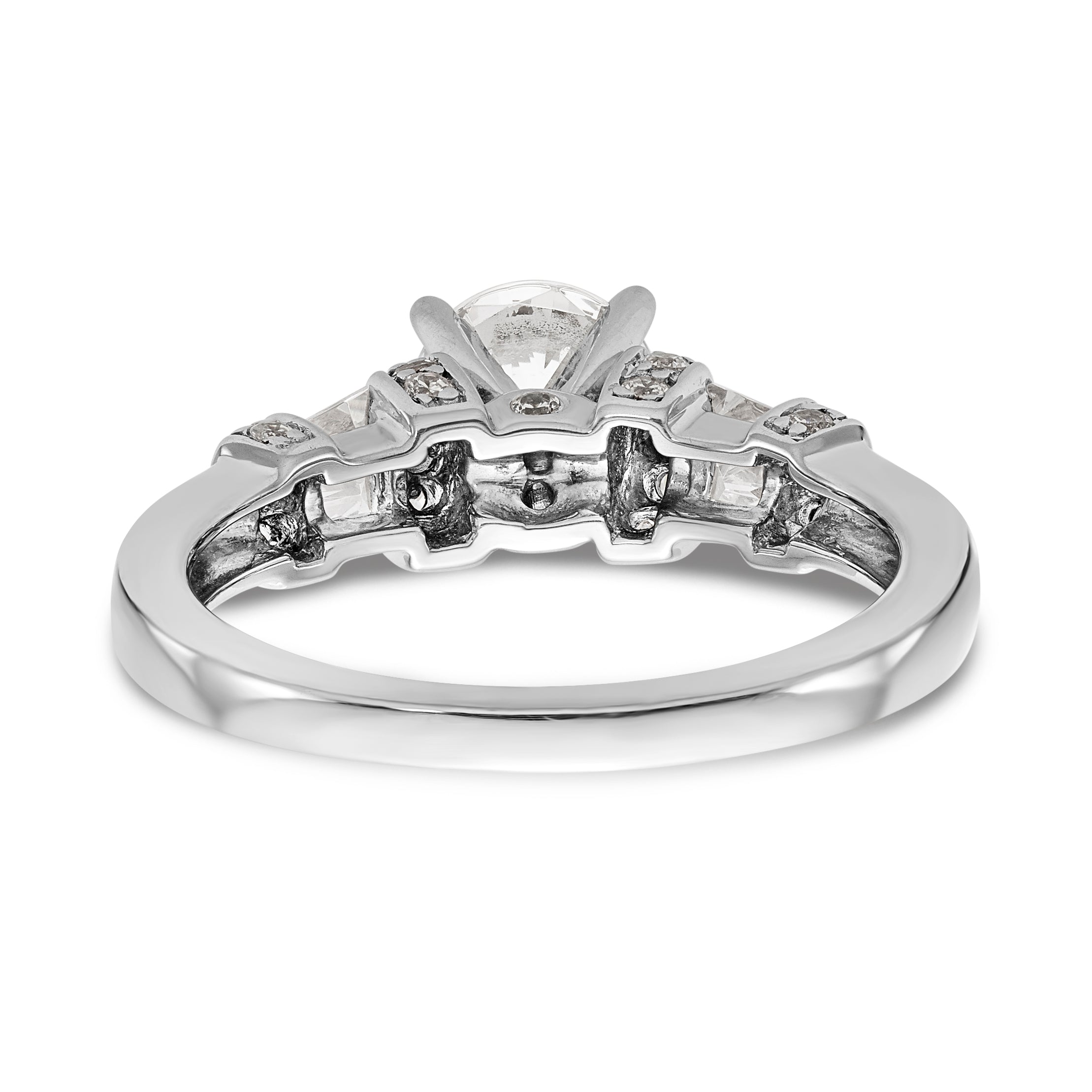 14K White Gold Diamond Peg Set Engagement Ring