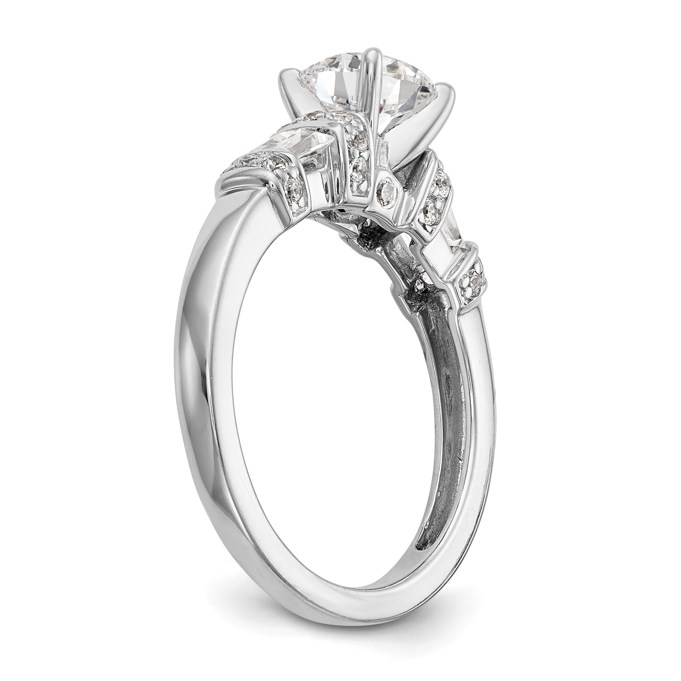 14K White Gold Diamond Peg Set Engagement Ring