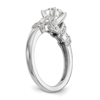 14K White Gold Diamond Peg Set Engagement Ring