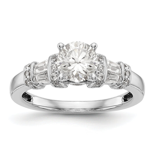 14K White Gold Diamond Peg Set Engagement Ring