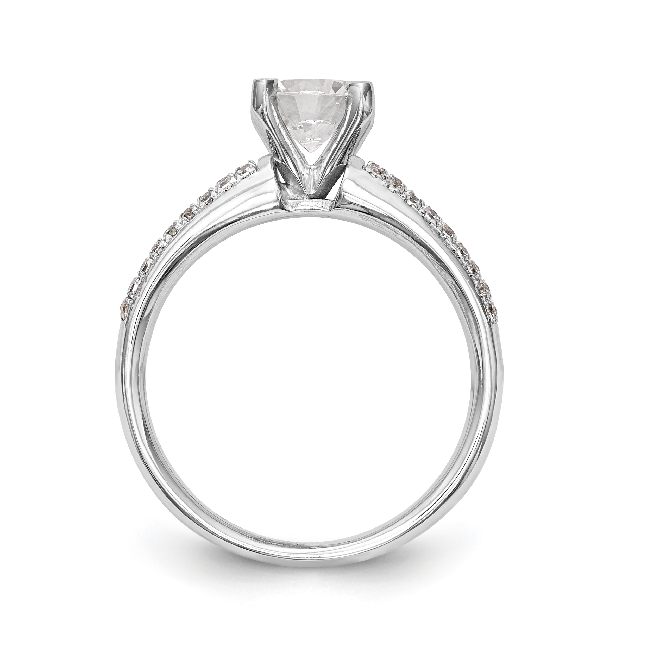 14K White Gold Diamond Peg Set Engagement Ring