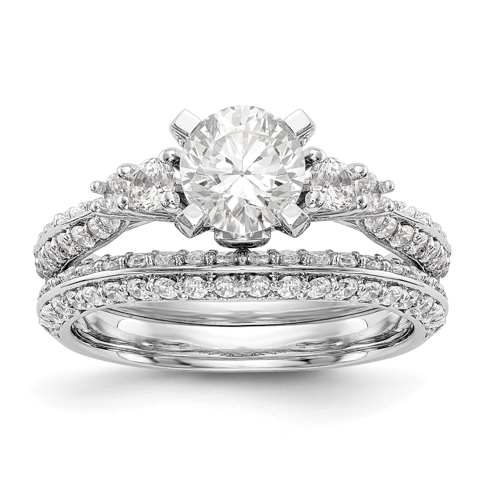 14K White Gold Diamond Peg Set Engagement Ring