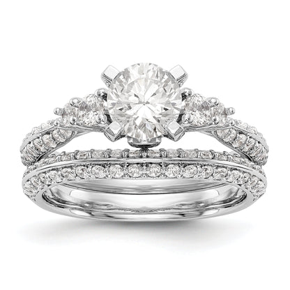 14K White Gold Diamond Peg Set Engagement Ring