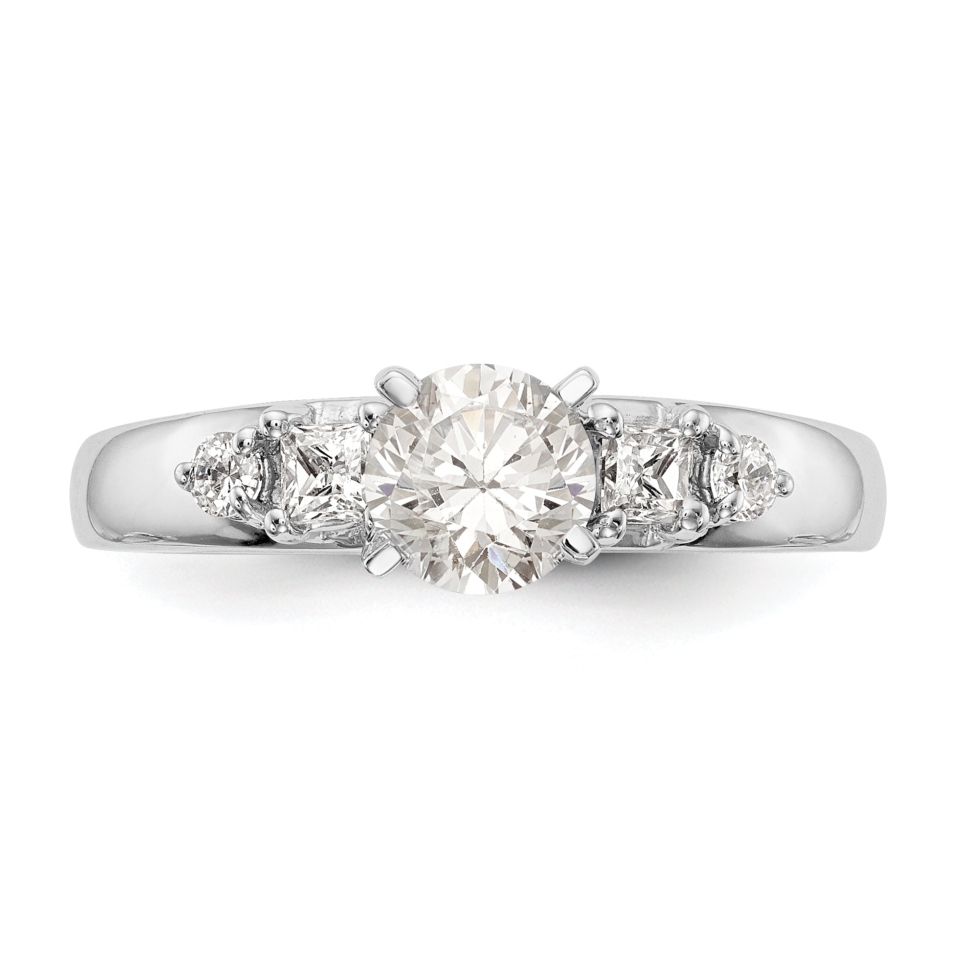 14K White Gold Diamond Peg Set Engagement Ring