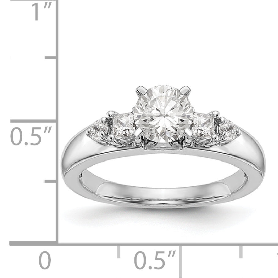14K White Gold Diamond Peg Set Engagement Ring