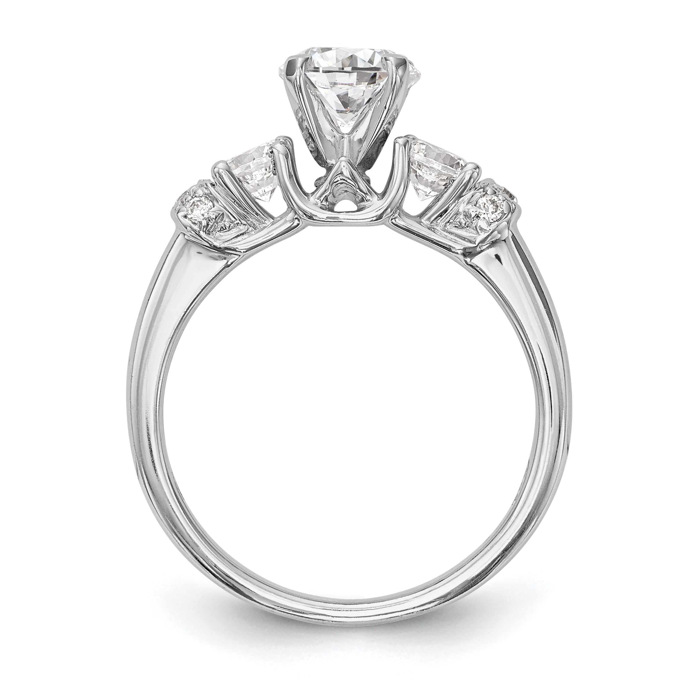 14K White Gold Diamond Peg Set Engagement Ring