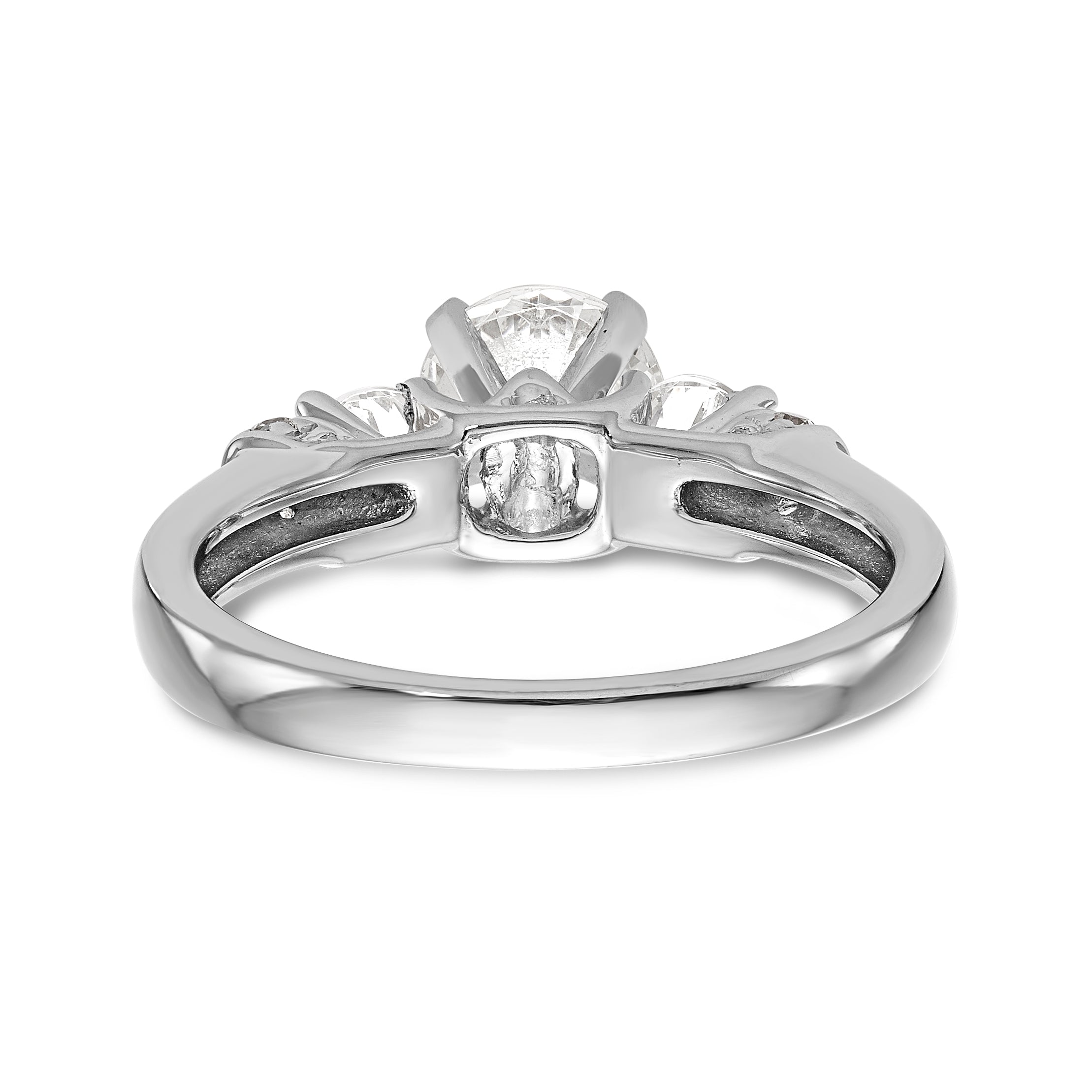 14K White Gold Diamond Peg Set Engagement Ring