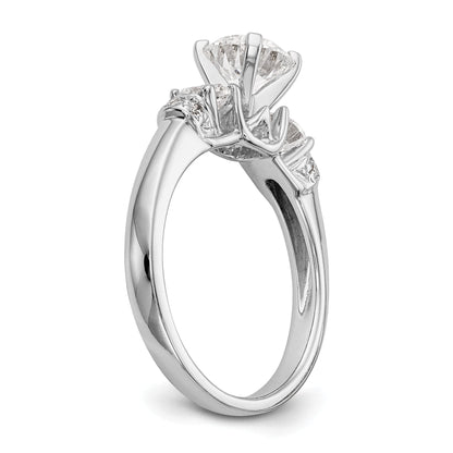 14K White Gold Diamond Peg Set Engagement Ring