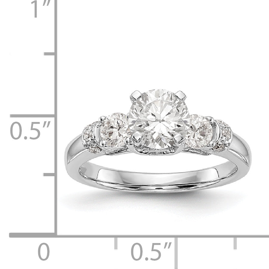 14K White Gold Diamond Peg Set Engagement Ring